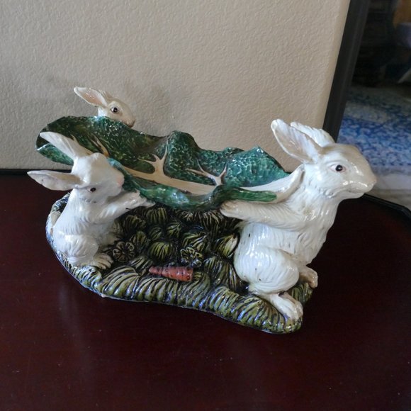 Ceramics Rabbits & Leaf Dish - Picture 3 of 4